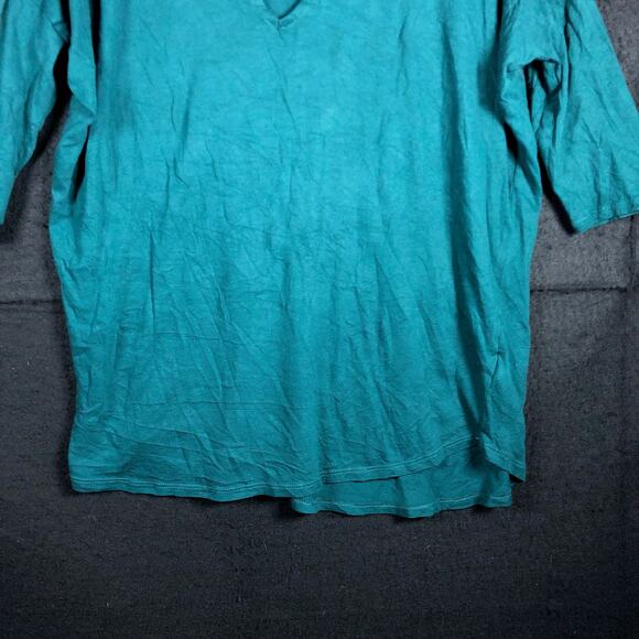 Express Womens Shirt Dark Teal 3/4 Sleeve Open Cross Chest Modal Blend Small - Picture 3 of 12